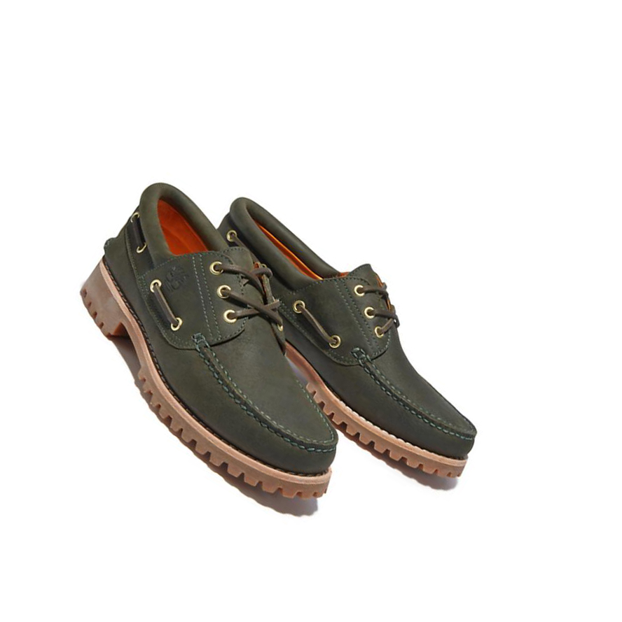 Timberland Authentic 3-Eye παπουτσια ιστιοπλοιας ανδρικα σκούρο πρασινο | GR-XIT7819