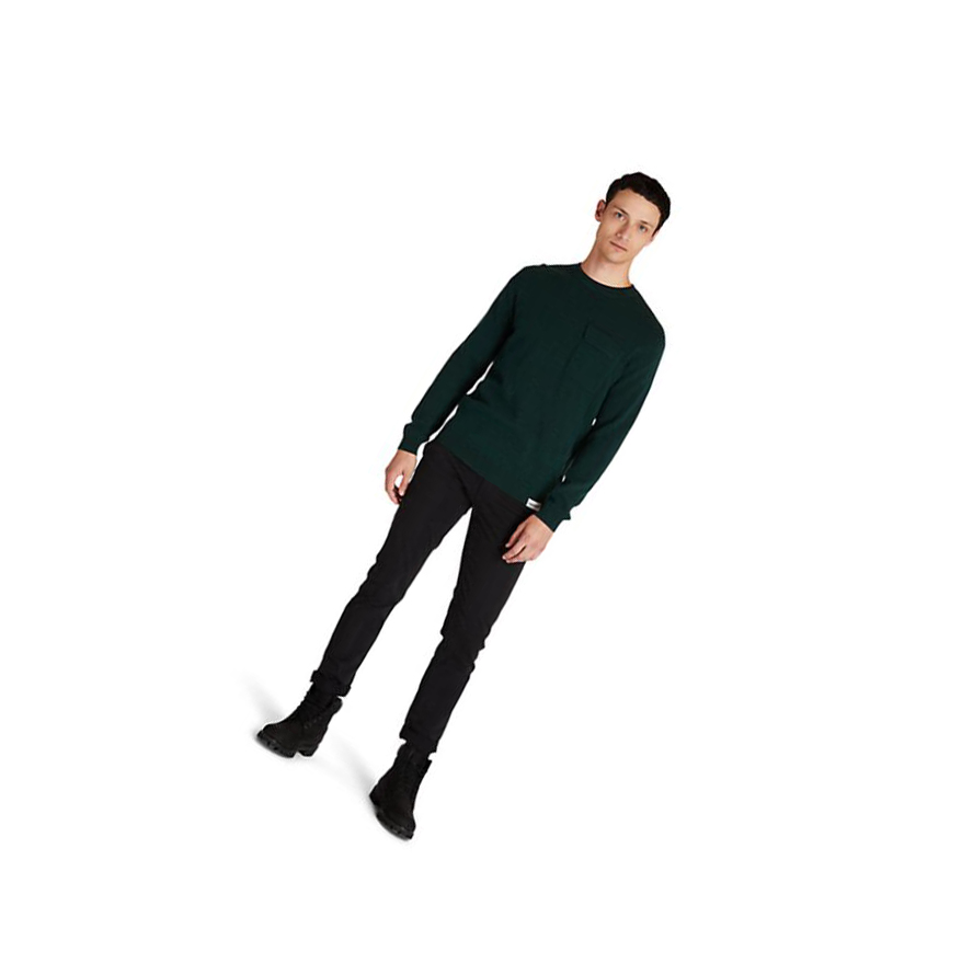 Timberland Crewneck Pocket Jumper Πουλόβερ ανδρικα πρασινο | GR-BCH3257