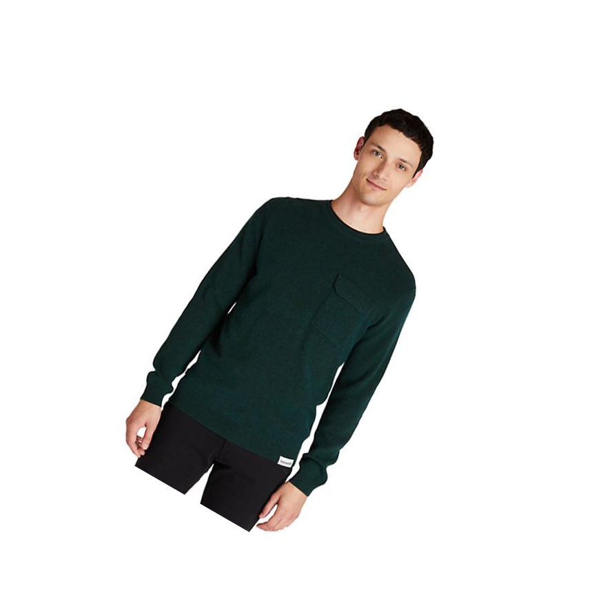 Timberland Crewneck Pocket Jumper Πουλόβερ ανδρικα πρασινο | GR-BCH3257