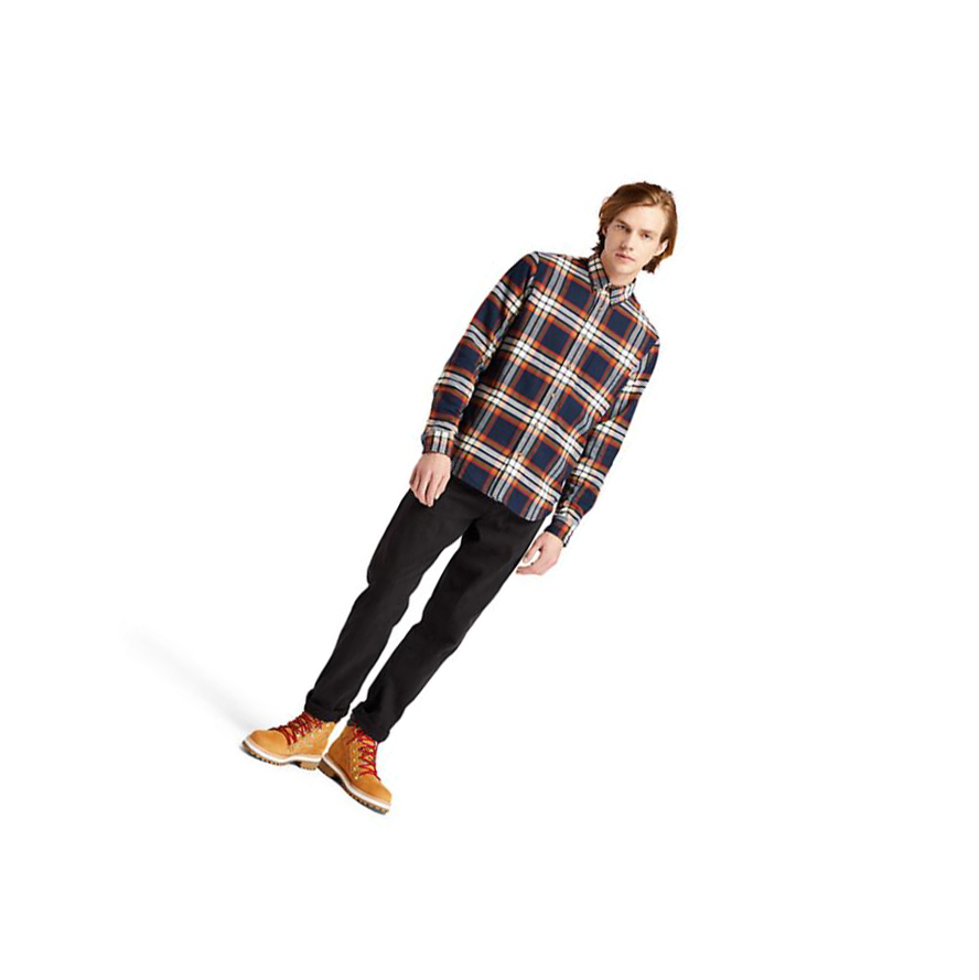 Timberland Heavy Flannel Checked πουκαμισα ανδρικα σκουρο μπλε | GR-ENU3720