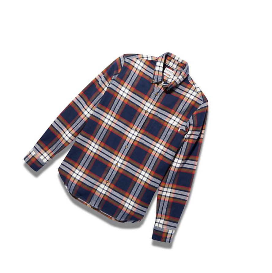 Timberland Heavy Flannel Checked πουκαμισα ανδρικα σκουρο μπλε | GR-ENU3720