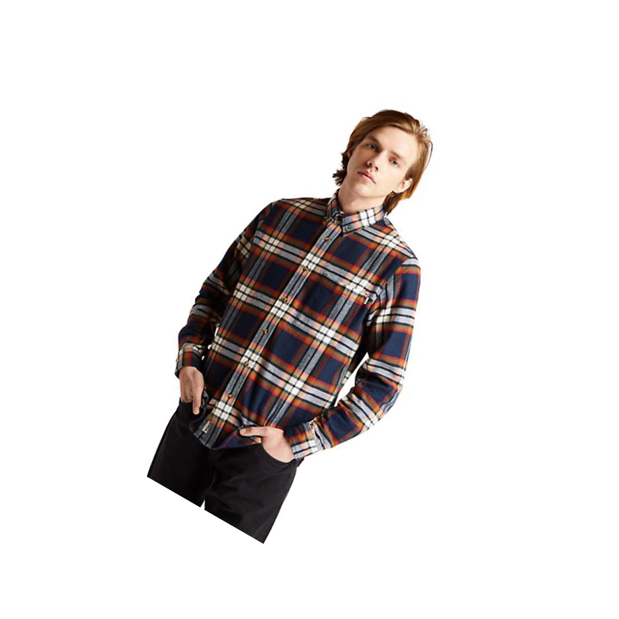 Timberland Heavy Flannel Checked πουκαμισα ανδρικα σκουρο μπλε | GR-ENU3720