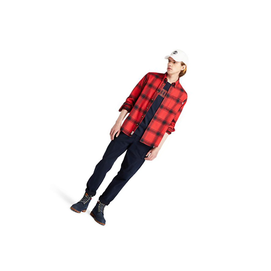 Timberland Heavy Flannel Checked πουκαμισα ανδρικα κοκκινα | GR-QAH8531