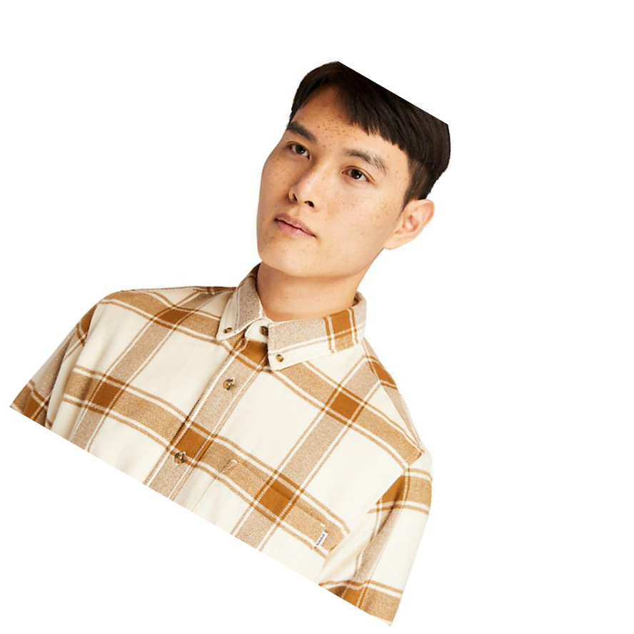 Timberland Heavy Flannel Checked πουκαμισα ανδρικα Μπεζ | GR-UYW2967