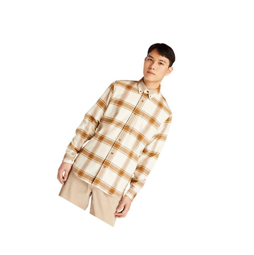 Timberland Heavy Flannel Checked πουκαμισα ανδρικα Μπεζ | GR-UYW2967