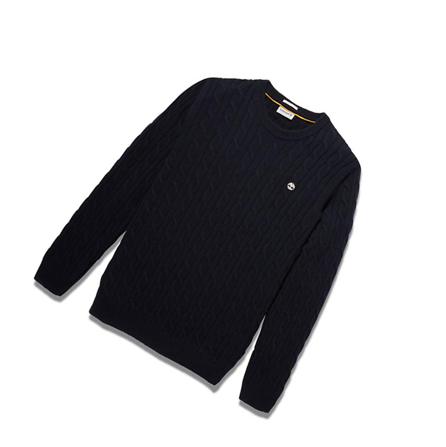 Timberland Phillips Brook Cable-knit Πουλόβερ ανδρικα σκουρο μπλε | GR-SLX5941