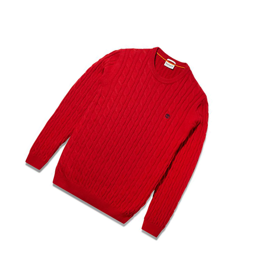 Timberland Phillips Brook Cable-knit Πουλόβερ ανδρικα κοκκινα | GR-VRP7824