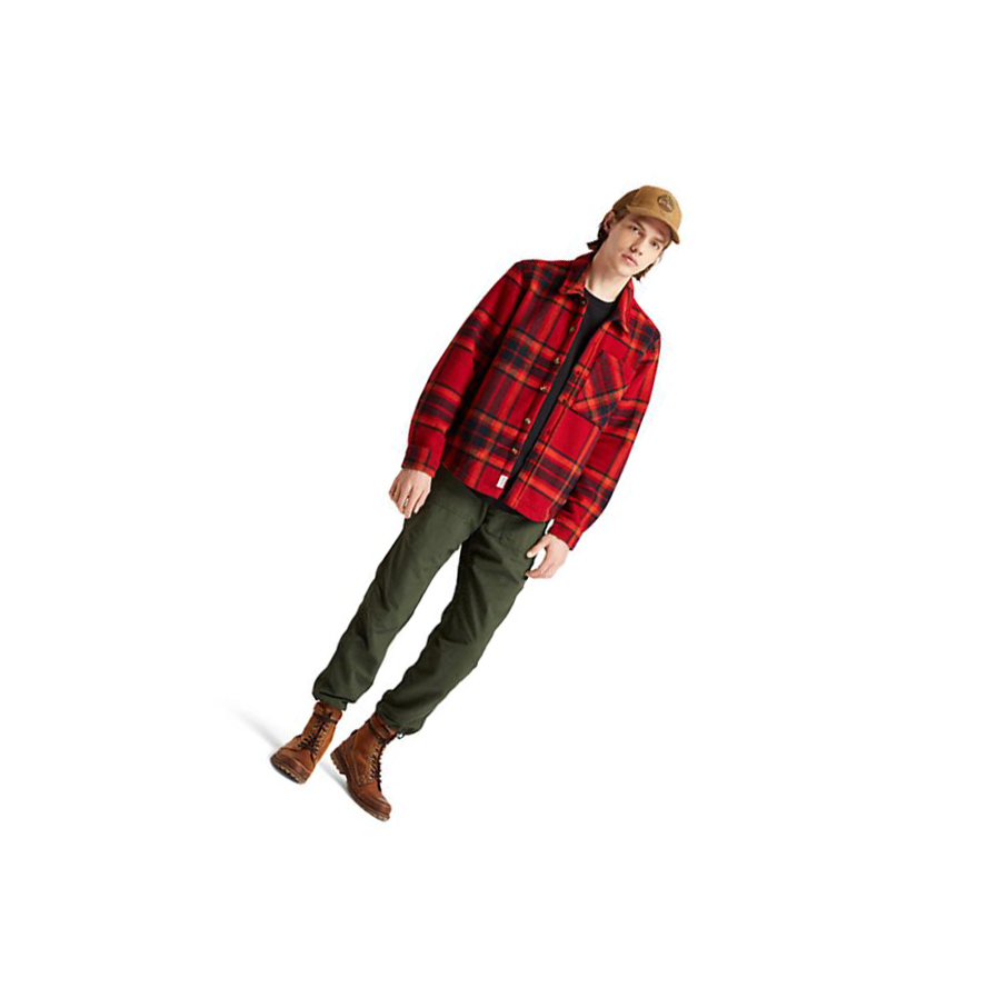 Timberland Plaid Fleece πουκαμισα ανδρικα κοκκινα | GR-YRO7418