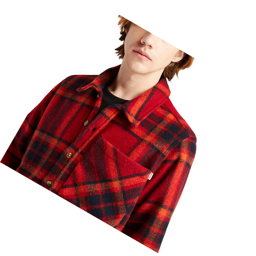 Timberland Plaid Fleece πουκαμισα ανδρικα κοκκινα | GR-YRO7418