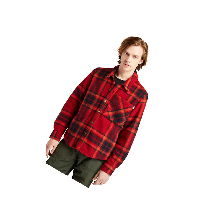 Timberland Plaid Fleece πουκαμισα ανδρικα κοκκινα | GR-YRO7418