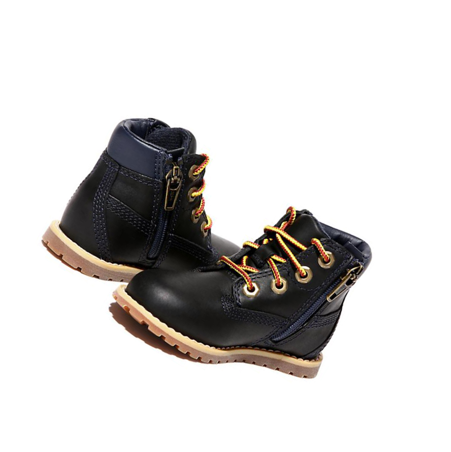 Timberland Pokey Pine Side-Zip Original 6-inch Boots παιδικα σκουρο μπλε | GR-BCK6813