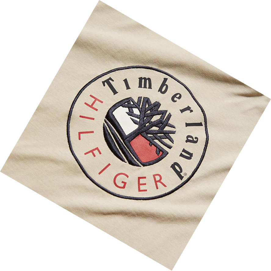 Timberland Tommy Hilfiger x Timberland® Re-imagined Logo μπλουζακια ανδρικα Μπεζ | GR-NLT9486