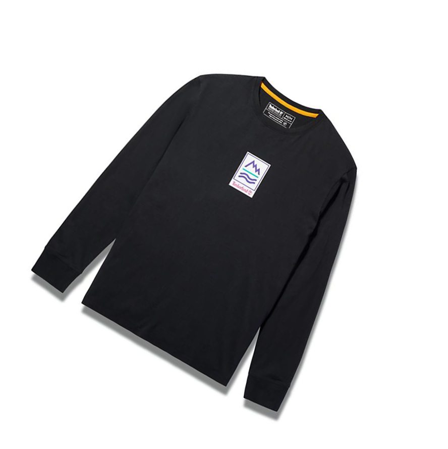 Timberland outdoor Archive Long-sleeved Graphic μπλουζακια ανδρικα μαυρα | GR-KFD2683