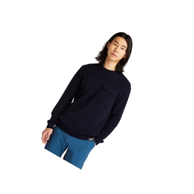 Timberland Crewneck Pocket Jumper Πουλόβερ ανδρικα σκουρο μπλε | GR-TDP1693