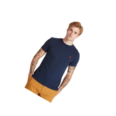 Timberland Dunstan River Crew Tee μπλουζακια ανδρικα σκούρο μπλε | GR-PKL8025