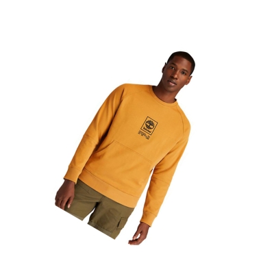 Timberland Heavyweight Crewneck Logo φουτερ ανδρικα κίτρινα | GR-ZTW2516