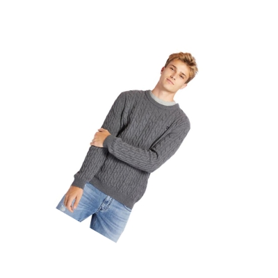 Timberland Phillips Brook Cable-knit Πουλόβερ ανδρικα σκούρο γκρι | GR-UBH3867