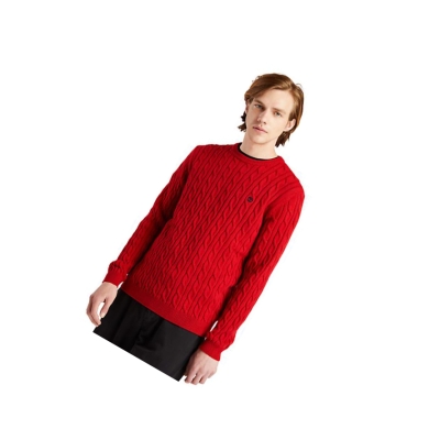 Timberland Phillips Brook Cable-knit Πουλόβερ ανδρικα κοκκινα | GR-VRP7824