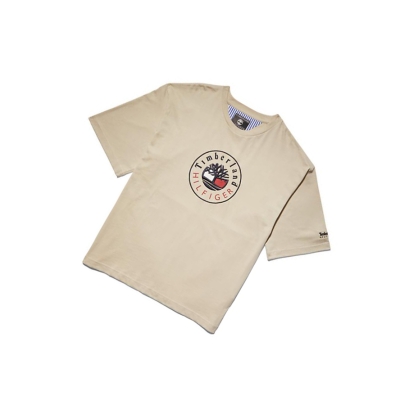 Timberland Tommy Hilfiger x Timberland® Re-imagined Logo μπλουζακια ανδρικα Μπεζ | GR-NLT9486