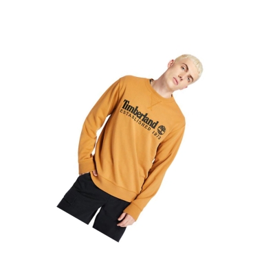 Timberland outdoor Heritage Crewneck φουτερ ανδρικα σκούρο κίτρινα | GR-EMC7298